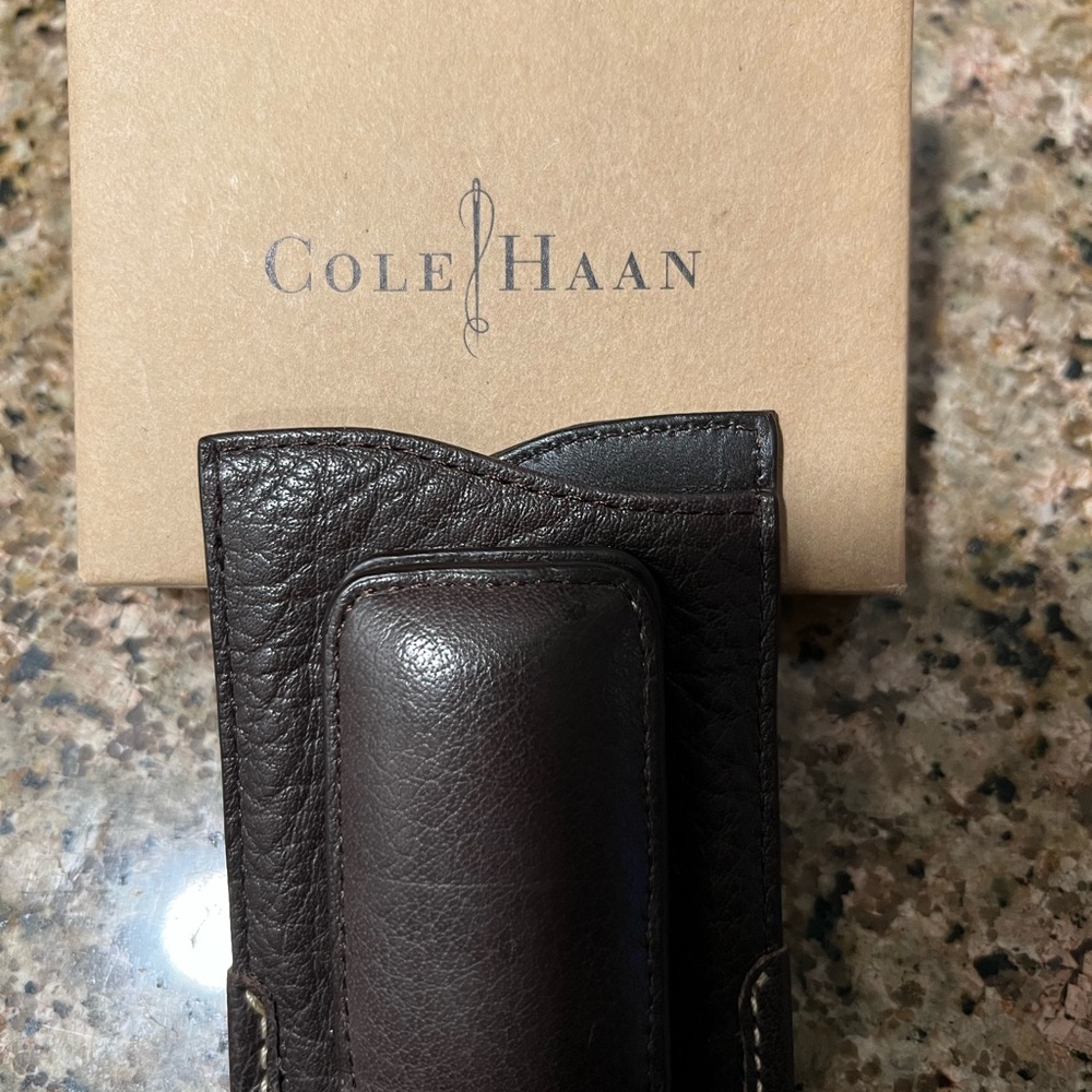 Cole Haan Rich Brown Leather Money Clip - Picture 3 of 4